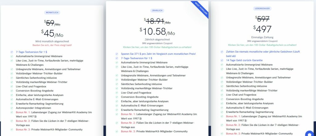 Webinarkit Preise